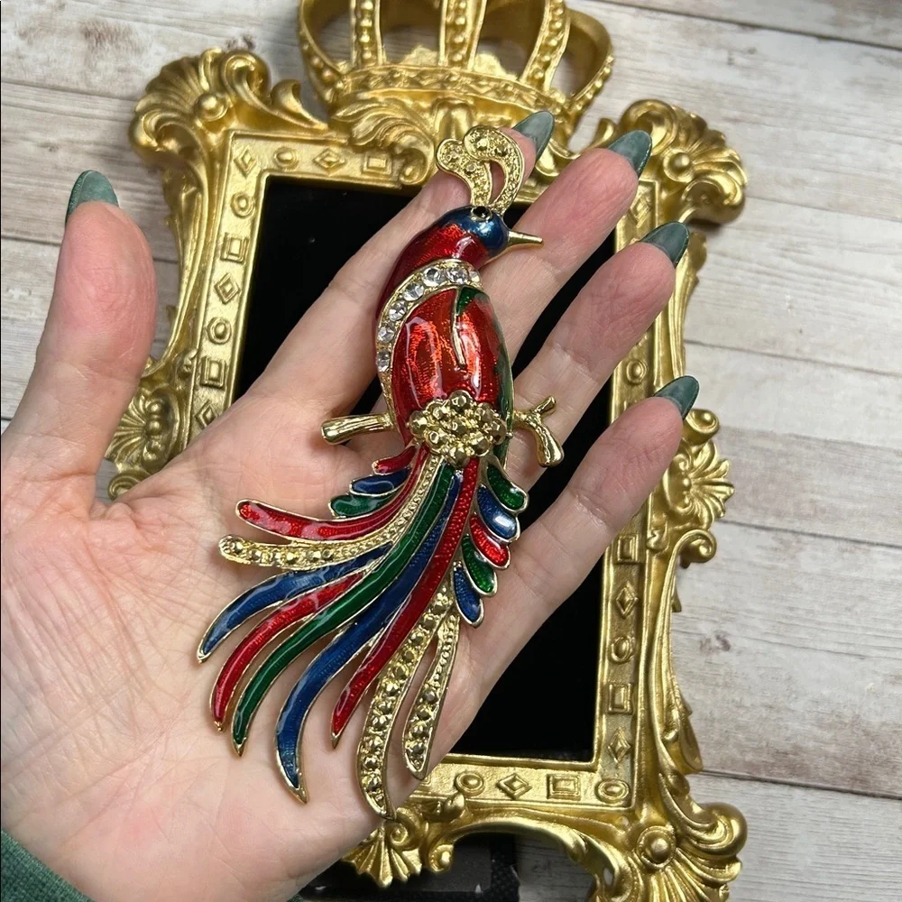 Colorful Jumbo Vintage/Vintage Inspired Peacock Brooch